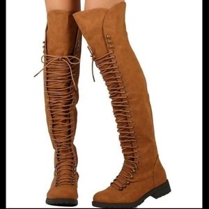 Mark and Maddux Over the Knee Lace-up Travis-05 Women's Boots - Size 6 (NWOB)